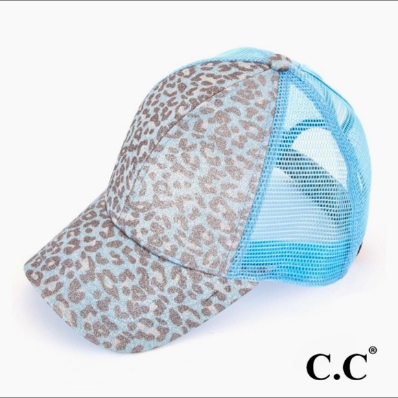 C.C Accessories - NWT! C.C Glittery Leopard print pony cap!